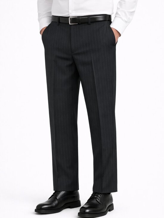 Sons of Intrigue Other - Sons of Intrigue Mens Chambers Dress Pants Straight Fit Pinstripe Black 33x30